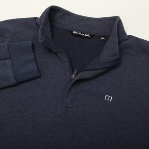 TravisMathew Sweater Mens 2XL Navy Quarter Zip Ocean Edge Golf Layer Pullover